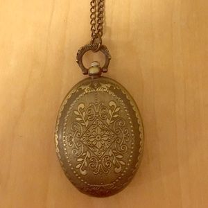 Antique Style Clock Locket Necklace